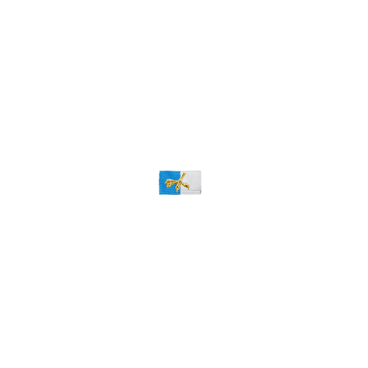 Bandspange, Blau-Weiß, mit linker Kralle und Sicherheitsnadel