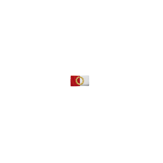 Bandspange, Rot-Weiß, mit Ring und Sicherheitsnadel