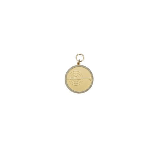 Medaille BLASROHR, Messing, vergoldet, mit Öse(n) und Ring(en)