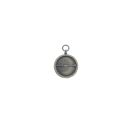 Medaille BLASROHR, Messing, altsilber, mit Öse(n) und Ring(en)