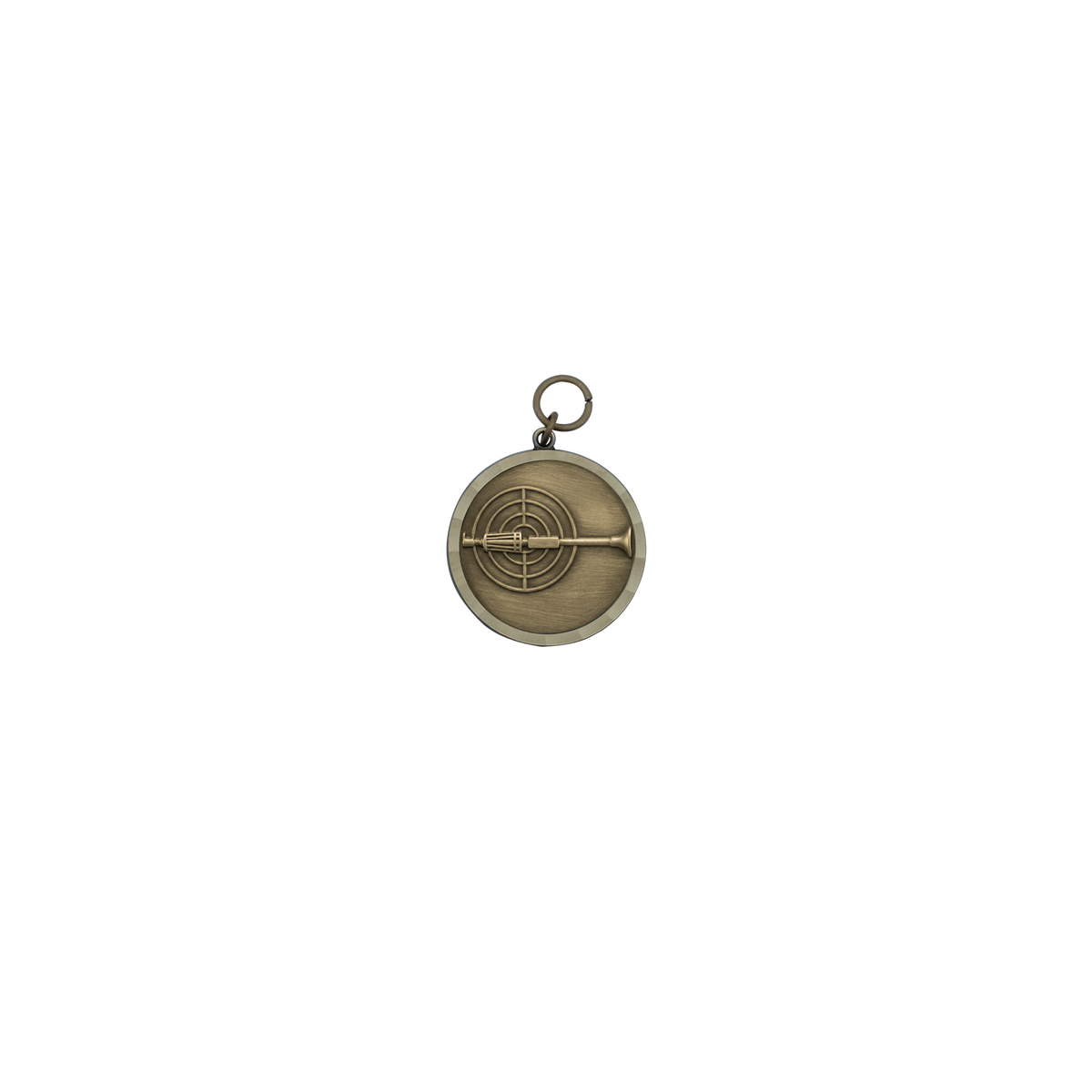 Medaille BLASROHR, Messing, bronzefarbig, mit Öse(n) und Ring(en)