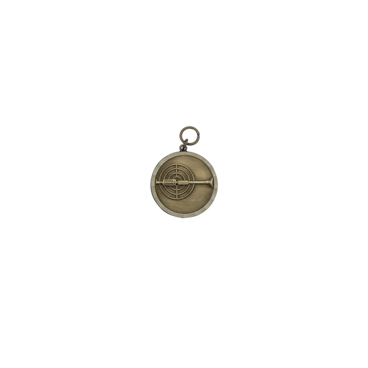 Medaille BLASROHR, Messing, bronzefarbig, mit Öse(n) und Ring(en)