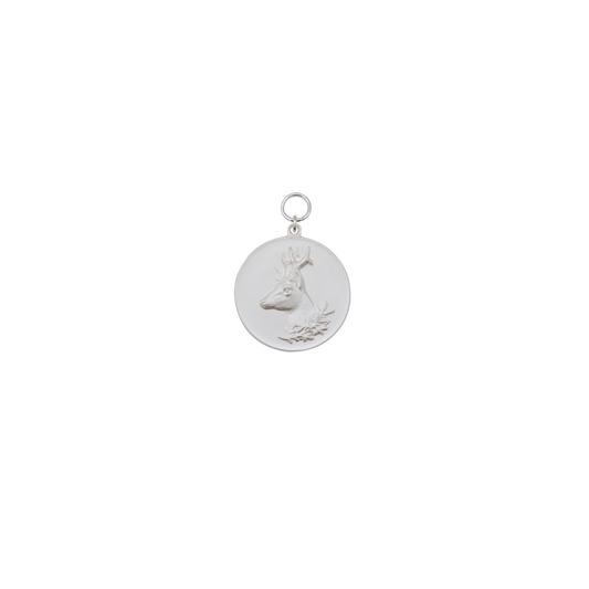 Medaille REHKOPF, Messing, versilbert, mit Öse(n) und Ring(en)