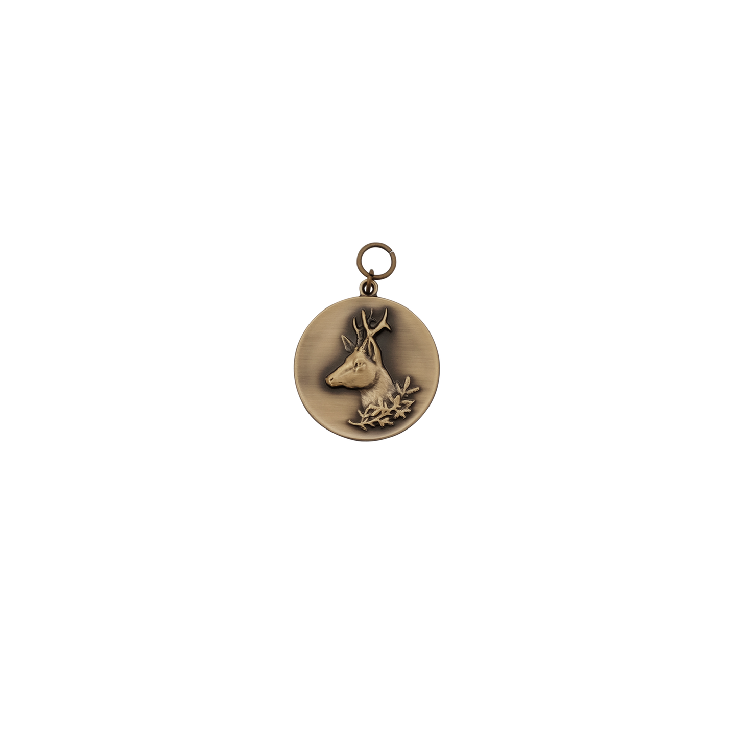 Medaille REHKOPF, Messing, bronzefarbig, mit Öse(n) und Ring(en)