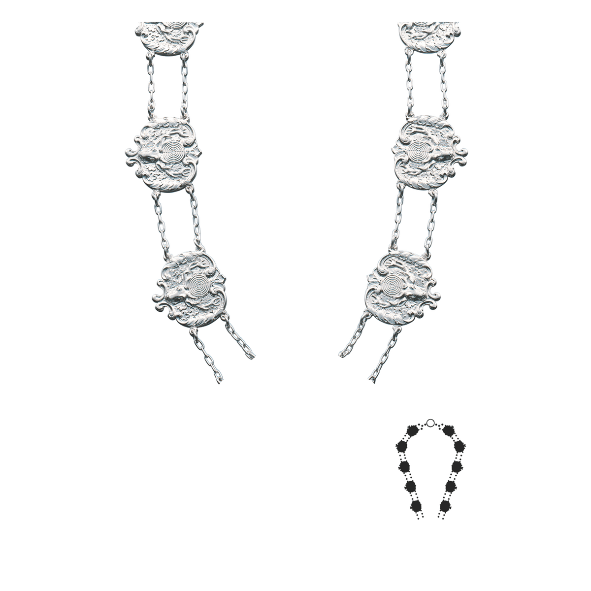 Schützenkette ohne Mittelstück, Messing, versilbert,