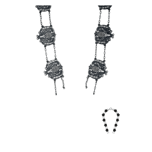 Schützenkette ohne Mittelstück, Messing, altsilber,