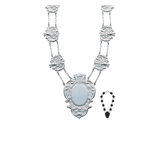 Schützenkette mit Mittelstück, Messing, versilbert,