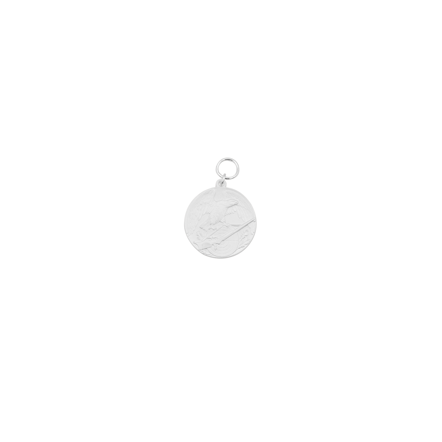 Medaille, 33mm, Messing, versilbert, mit Öse(n) und Ring(en)