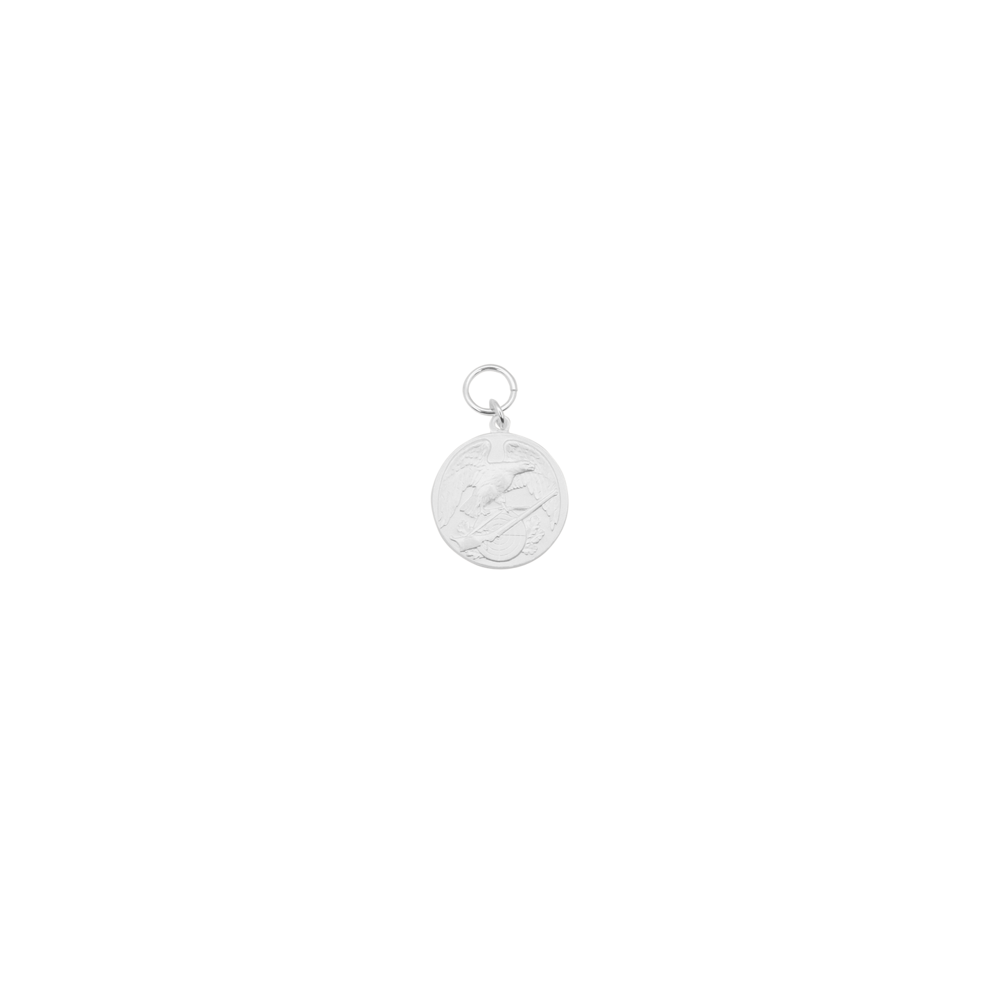 Medaille, 28mm, Messing, versilbert, mit Öse(n) und Ring(en)