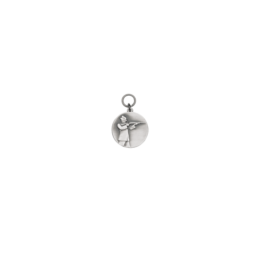Medaille, 28mm, Messing, altsilber, mit Öse(n) und Ring(en)