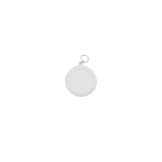 Medaille, 39mm, Messing, versilbert, mit Öse(n) und Ring(en)