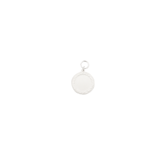 Medaille, 28mm, Messing, versilbert, mit Öse(n) und Ring(en)