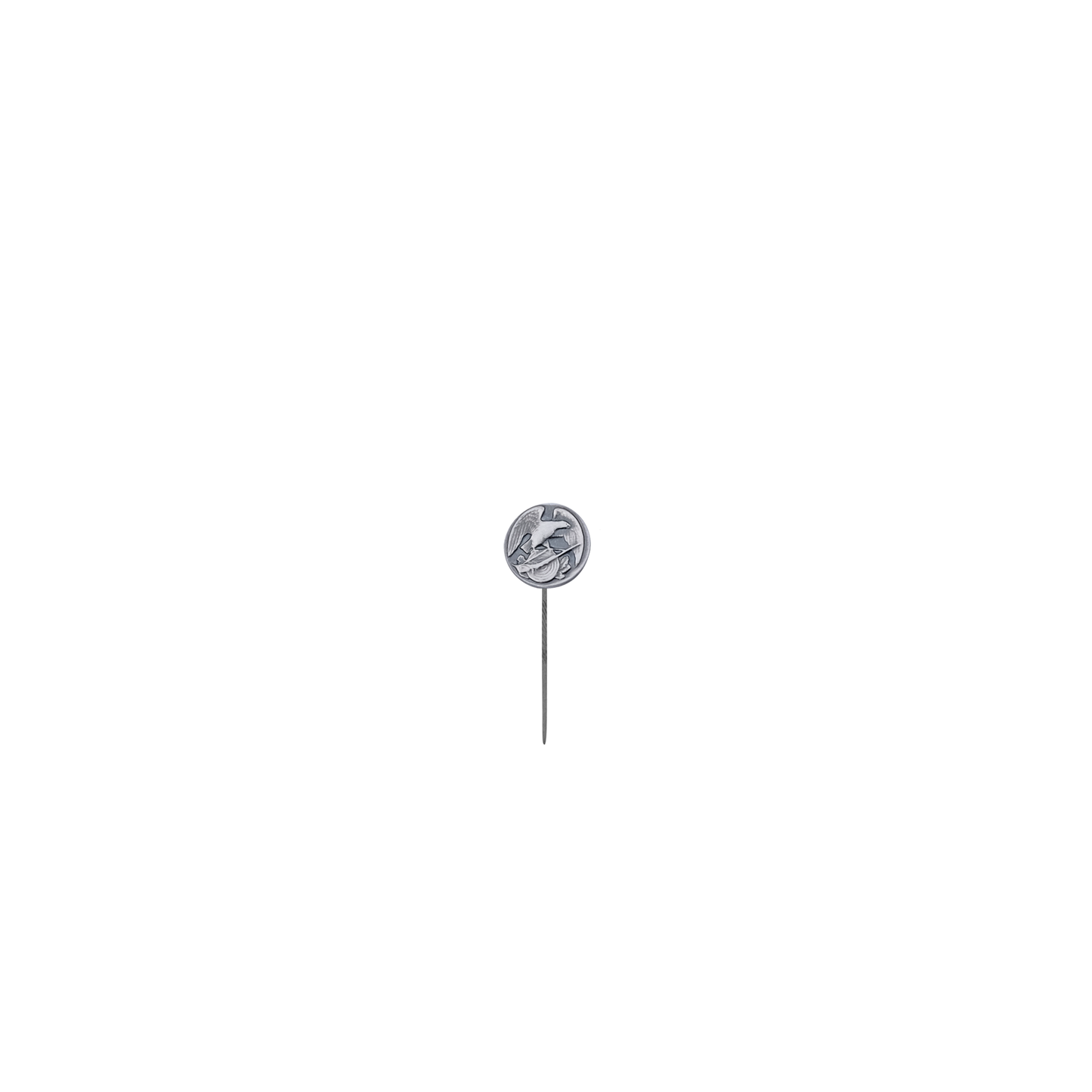 Abzeichen, Messing, altsilber, mit langer Nadel