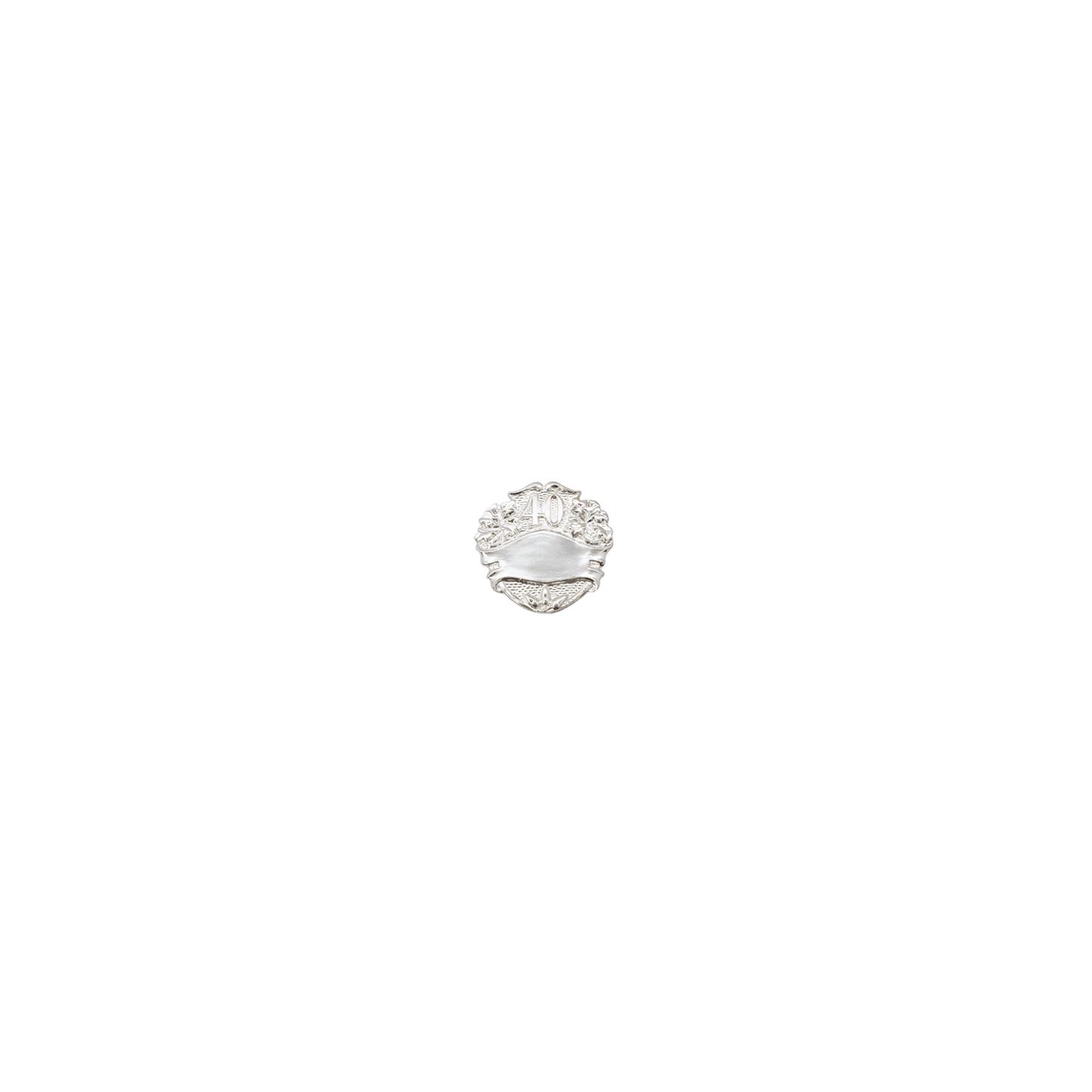Abzeichen mit Zahl 40, Messing, versilbert, mit Sicherheitsnadel