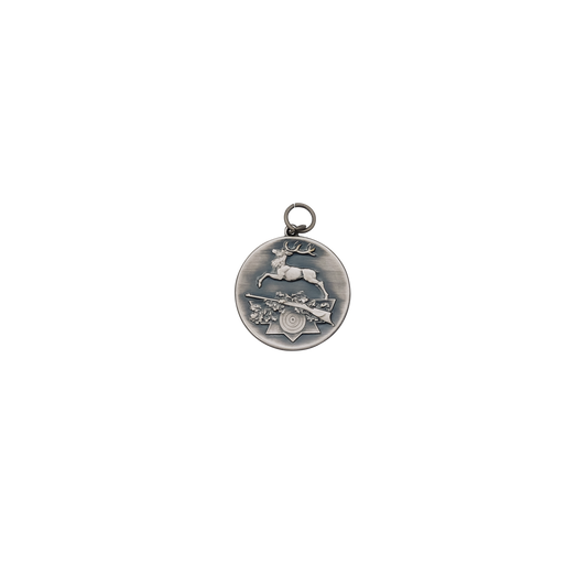 Medaille SPRINGENDER HIRSCH, Messing, altsilber, mit Öse(n) und Ring(en)