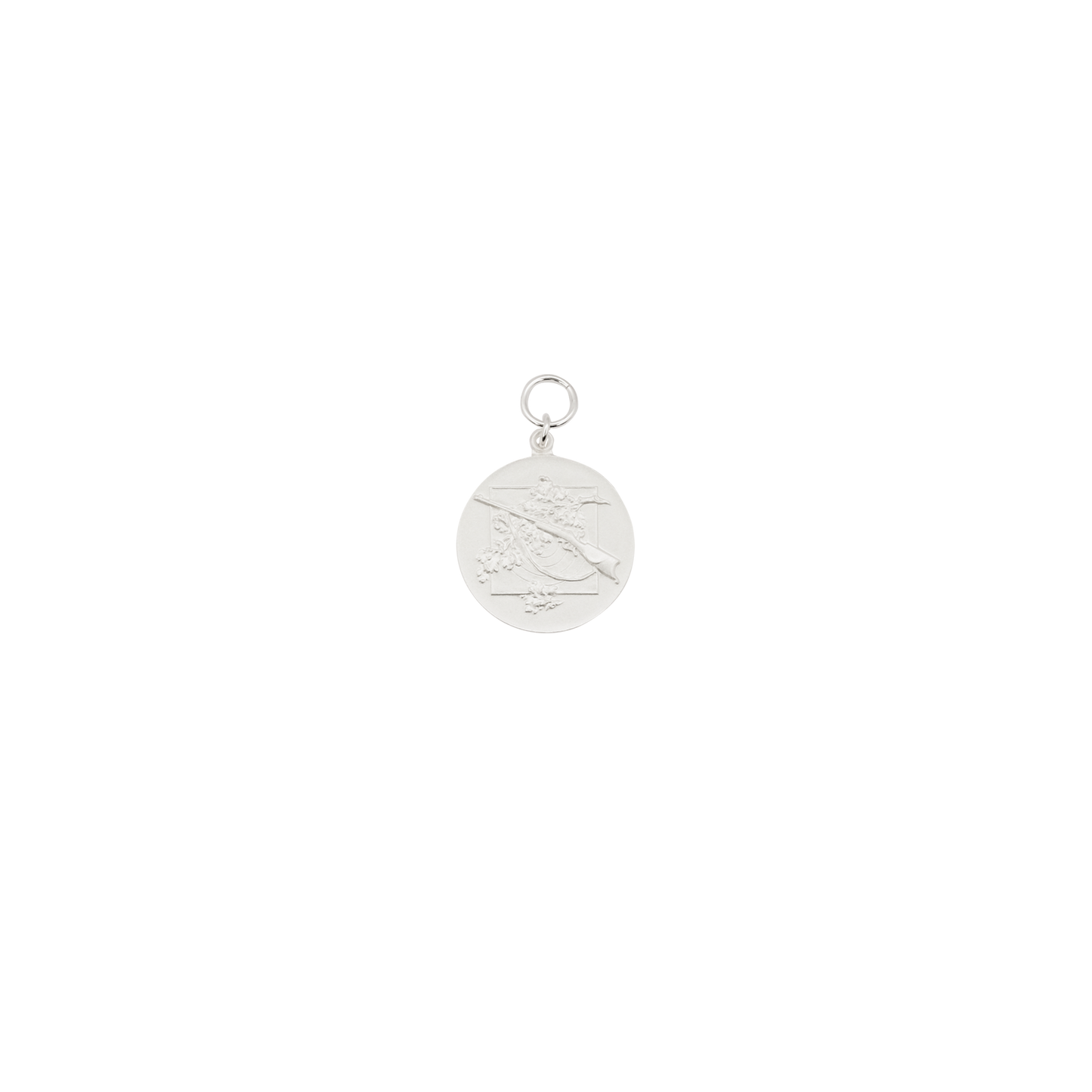 Medaille, 33mm, Messing, versilbert, mit Öse(n) und Ring(en)
