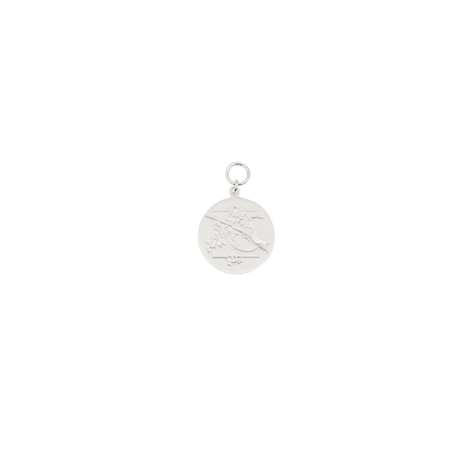 Medaille, 33mm, Messing, versilbert, mit Öse(n) und Ring(en)