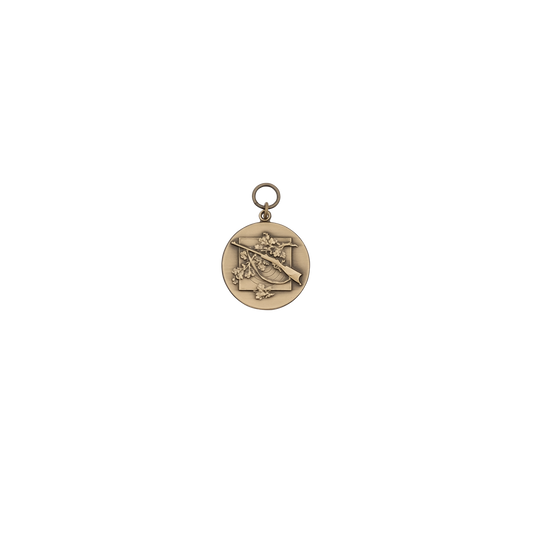 Medaille, 33mm, Messing, bronzefarbig, mit Öse(n) und Ring(en)