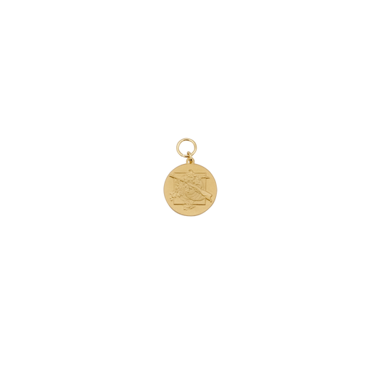Medaille, 28mm, Messing, vergoldet, mit Öse(n) und Ring(en)