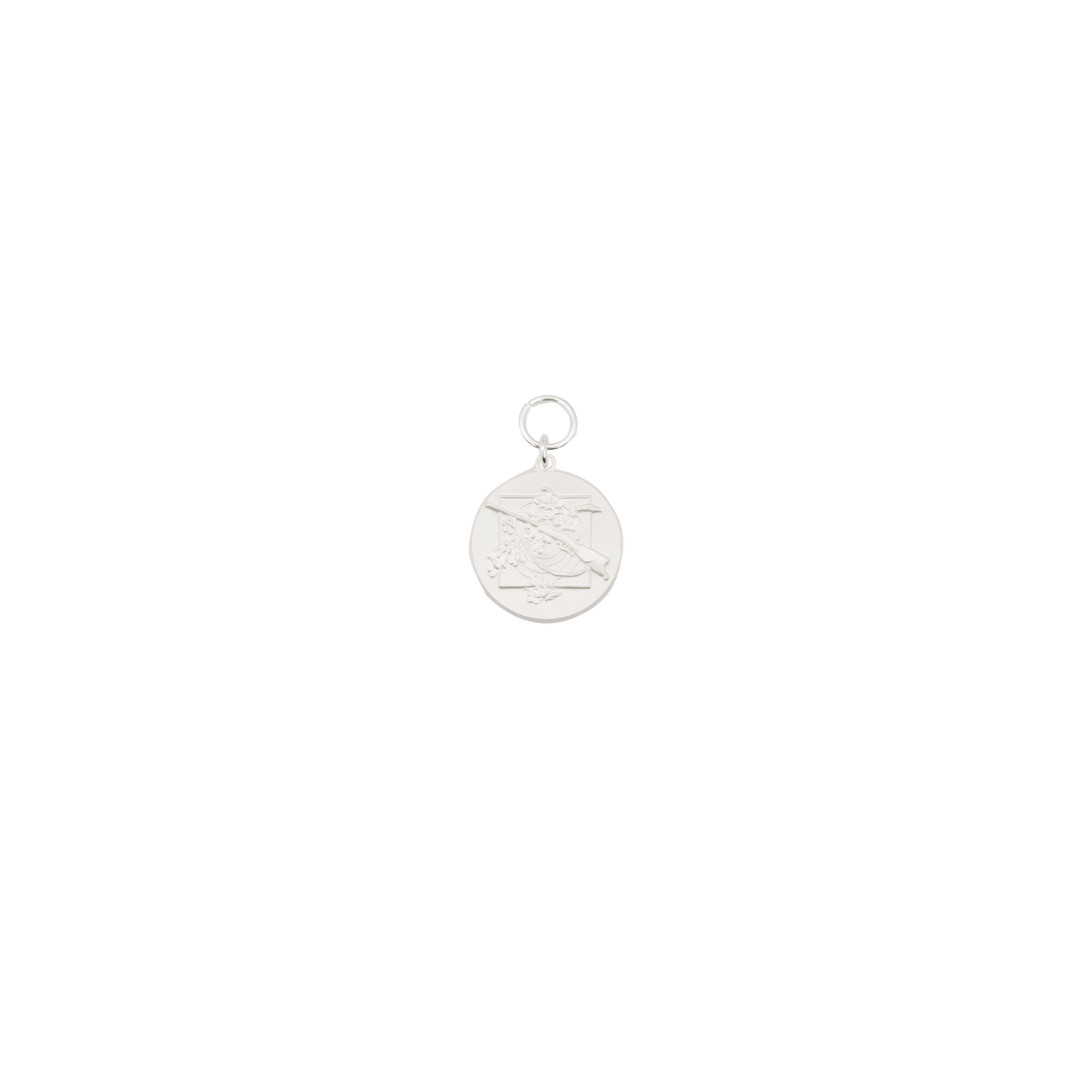 Medaille, 28mm, Messing, versilbert, mit Öse(n) und Ring(en)