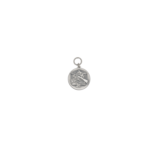 Medaille, 28mm, Messing, altsilber, mit Öse(n) und Ring(en)