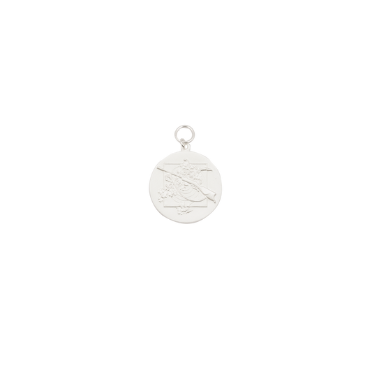 Medaille, 39mm, Messing, versilbert, mit Öse(n) und Ring(en)