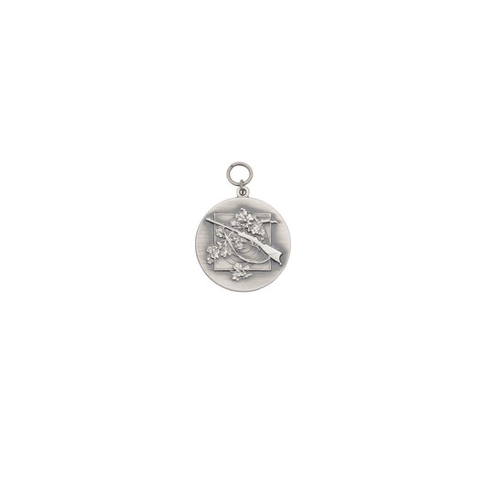 Medaille, 39mm, Messing, altsilber, mit Öse(n) und Ring(en)