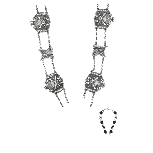Schützenkette ohne Mittelstück, Messing, altsilber,