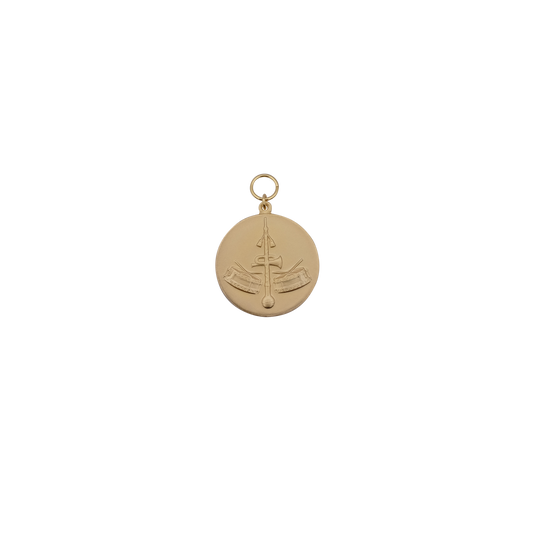 Medaille, 39mm, Messing, vergoldet, mit Öse(n) und Ring(en)