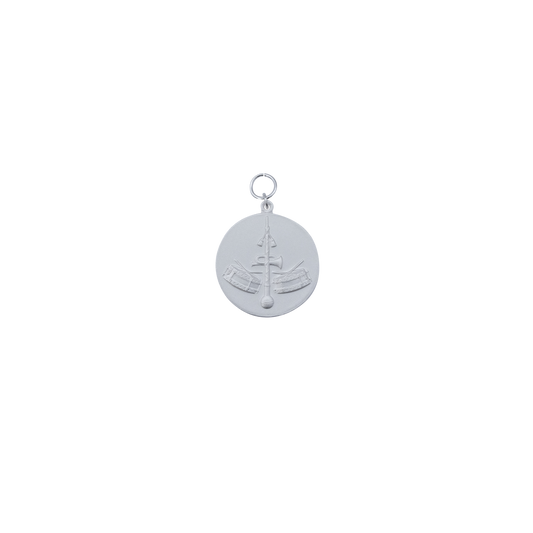 Medaille, 39mm, Messing, versilbert, mit Öse(n) und Ring(en)