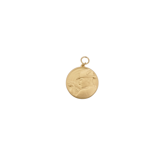 Medaille, 39mm, Messing, vergoldet, mit Öse(n) und Ring(en)
