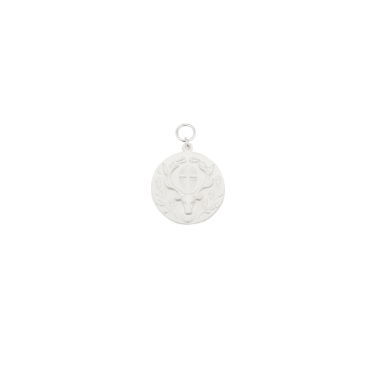 Medaille, 39mm, Messing, versilbert, mit Öse(n) und Ring(en)