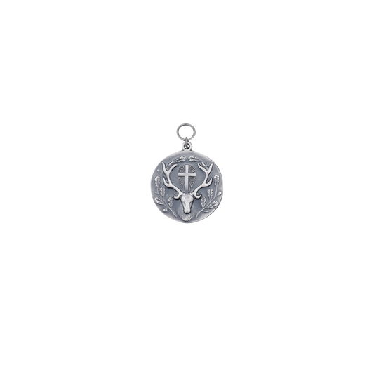 Medaille, 39mm, Messing, altsilber, mit Öse(n) und Ring(en)