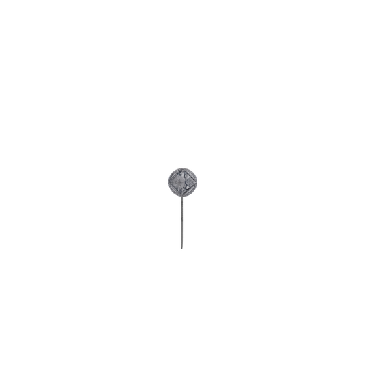 Abzeichen, Messing, altsilber, mit langer Nadel