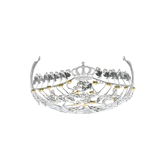 Diadem, Eicheln ziervergoldet, Messing, versilbert,