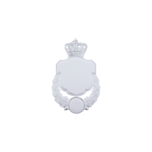 Schild / Mittelstück, Messing, versilbert, mit Öse(n) und Ring(en)