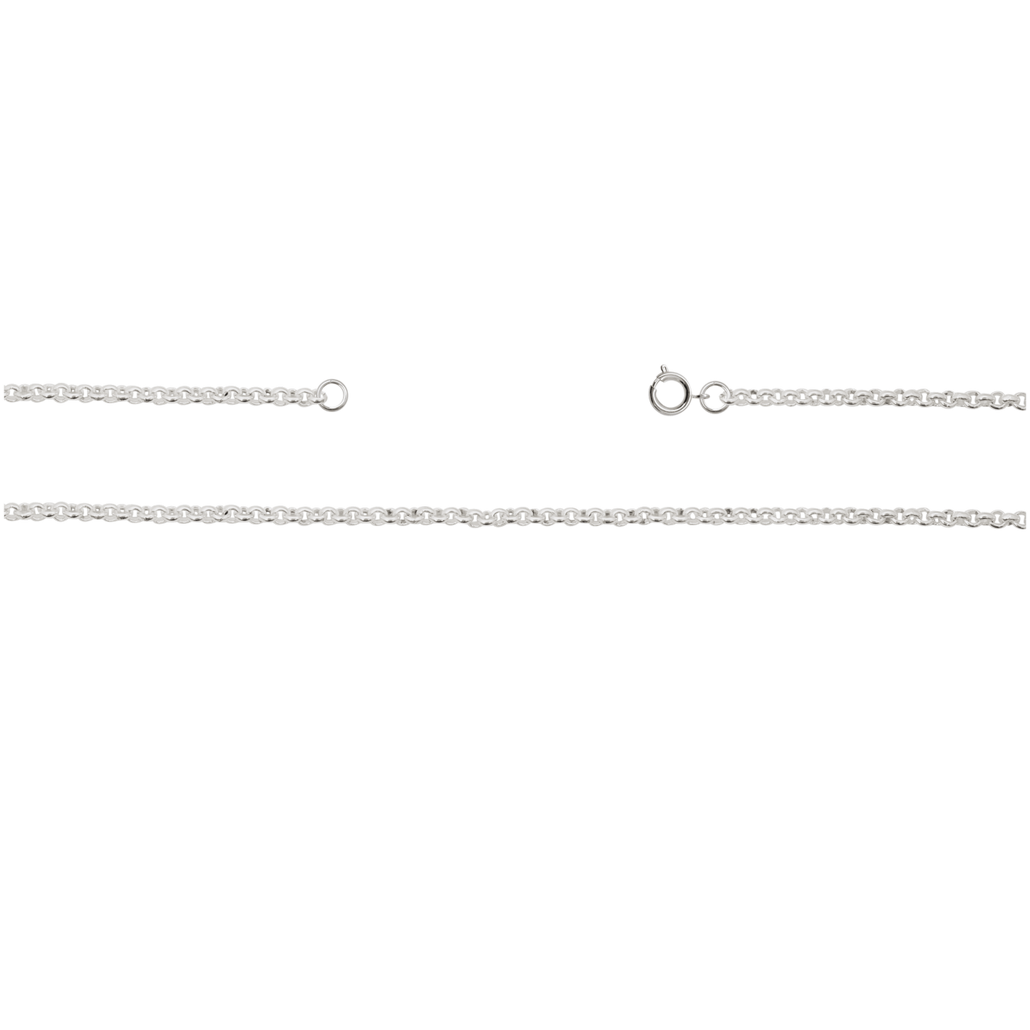 Kette, ca 75 cm mit Federring, Messing, versilbert