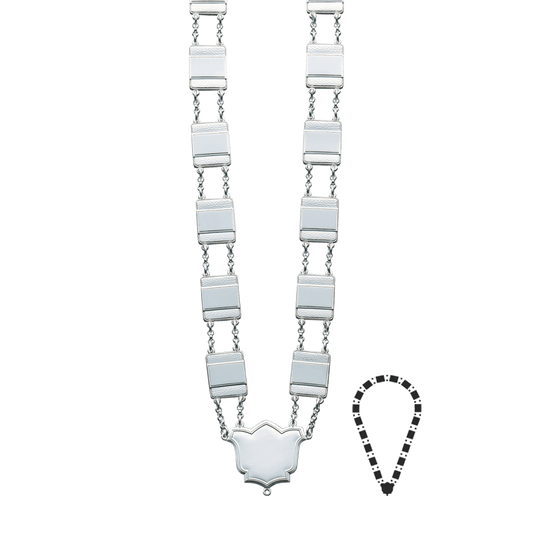 Schützenkette mit Mittelstück, Messing, versilbert,