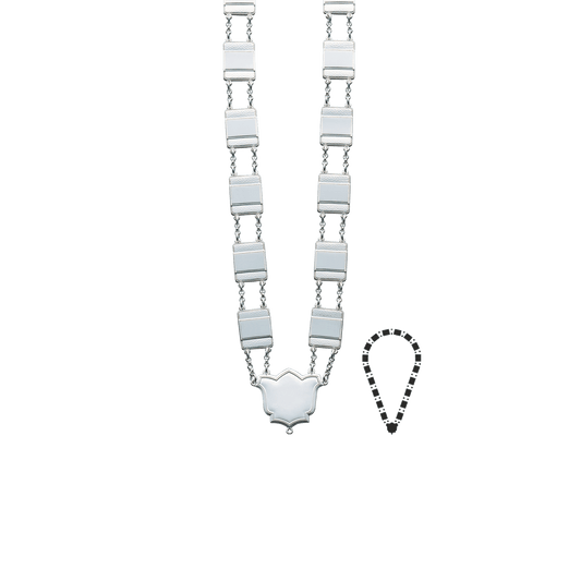 Schützenkette mit Mittelstück, Messing, versilbert,