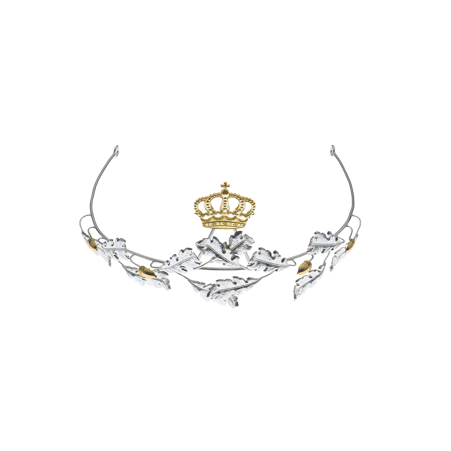 Diadem, Eicheln und Krone ziervergoldet, Messing, versilbert,