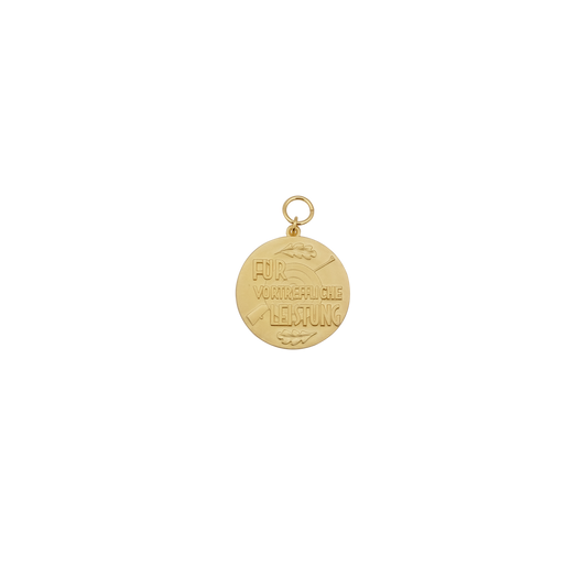 Medaille FÜR VORTREFFLICHE LEISTUNG, 39mm, Messing, vergoldet, mit Öse(n) und Ring(en)