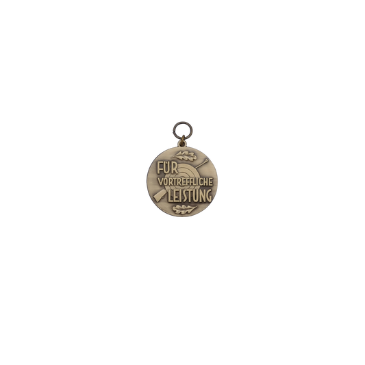 Medaille FÜR VORTREFFLICHE LEISTUNG, 39mm, Messing, bronzefarbig, mit Öse(n) und Ring(en)