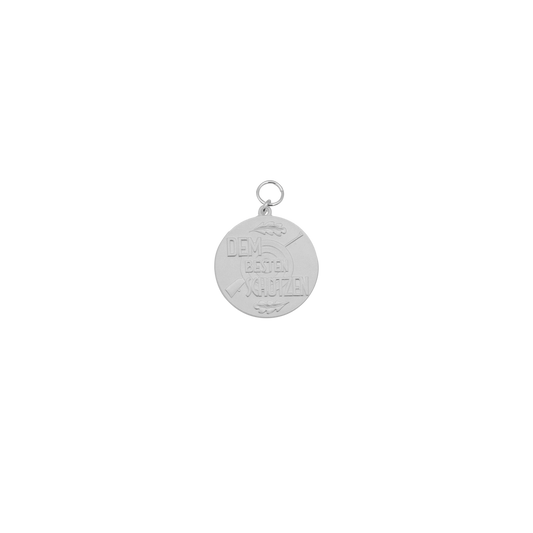 Medaille DEM BESTEN SCHÜTZEN, 39mm, Messing, versilbert, mit Öse(n) und Ring(en)