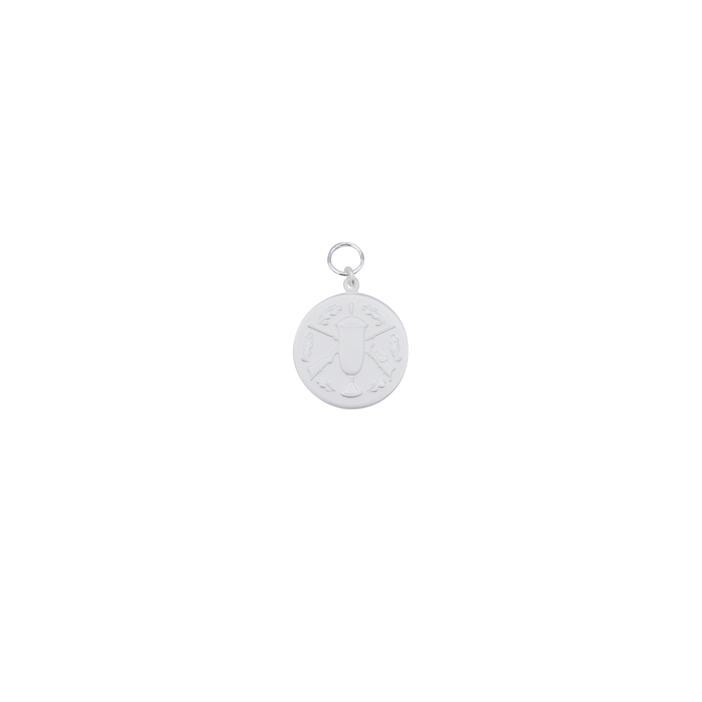 Medaille, 33mm, Messing, versilbert, mit Öse(n) und Ring(en)