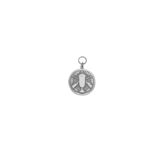 Medaille, 33mm, Messing, altsilber, mit Öse(n) und Ring(en)