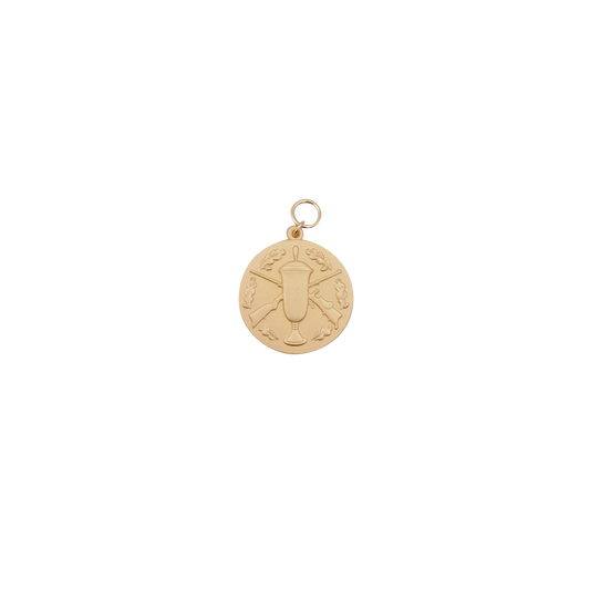 Medaille, 39mm, Messing, vergoldet, mit Öse(n) und Ring(en)