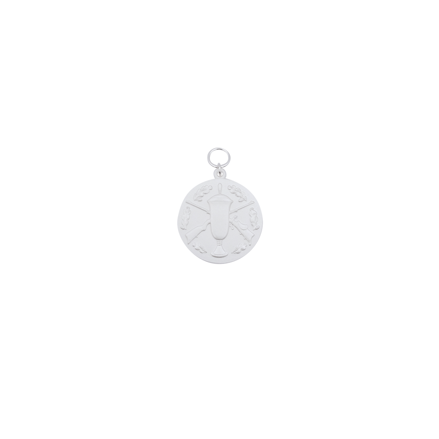 Medaille, 39mm, Messing, versilbert, mit Öse(n) und Ring(en)