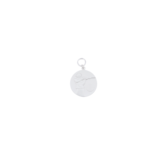 Medaille, 33mm, Messing, versilbert, mit Öse(n) und Ring(en)