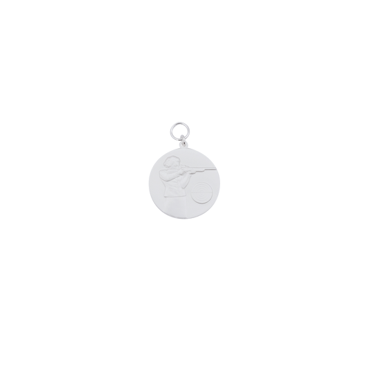Medaille, 39mm, Messing, versilbert, mit Öse(n) und Ring(en)