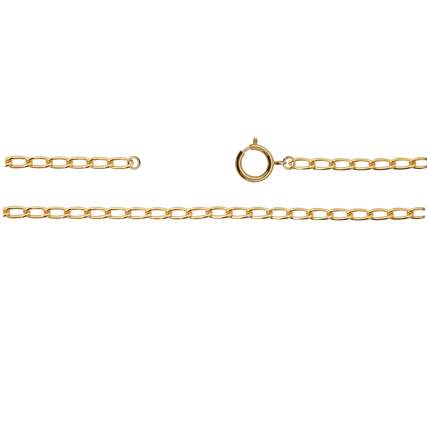 Kette, ca 75 cm mit Federring, Messing, vergoldet